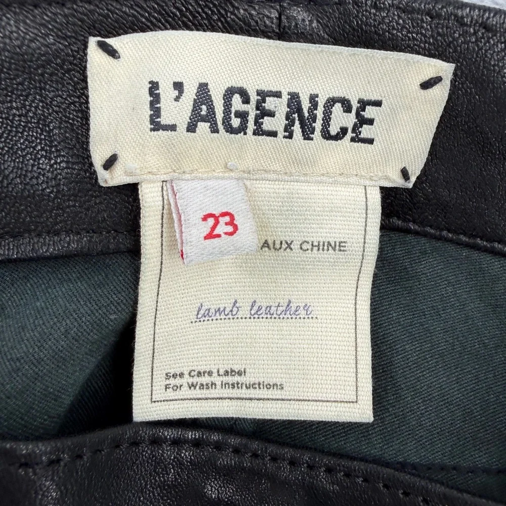 L'Agence Margot Black Coated Skinny Lamb Leather High Rise Pants Size 23 - Picture 5 of 16